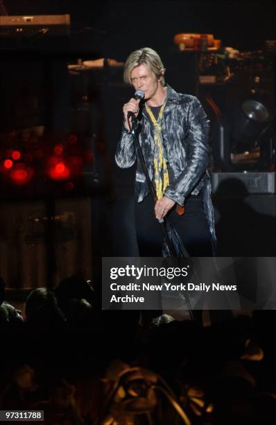 David Bowie performs at the Manhattan Center's Hammerstein Ballroom as part of Audi and Conde Nast's "Never Follow" campaign. Bowie was one of four...