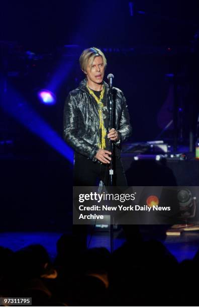 David Bowie performs at the Manhattan Center's Hammerstein Ballroom as part of Audi and Conde Nast's "Never Follow" campaign. Bowie was one of four...