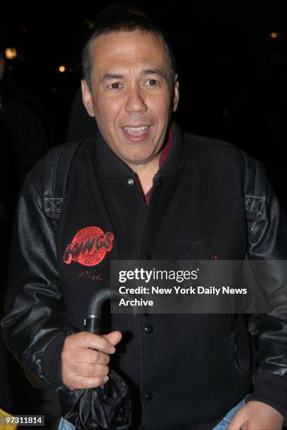 Gilbert Gottfried arrives at the Virginia Theatre for the Broadway opening of "Bill Maher: Victory Begins at Home."