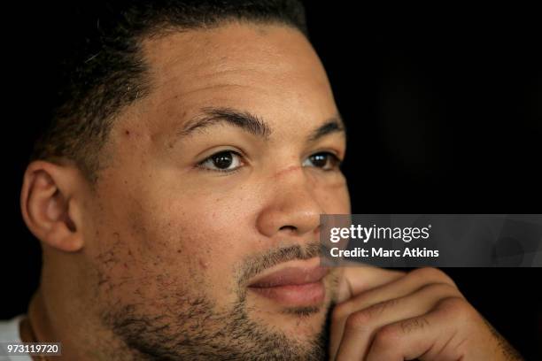 Joe Joyce looks on during a Joe Joyce & Richard Lartey Press Conference on June 13, 2018 in London, England.