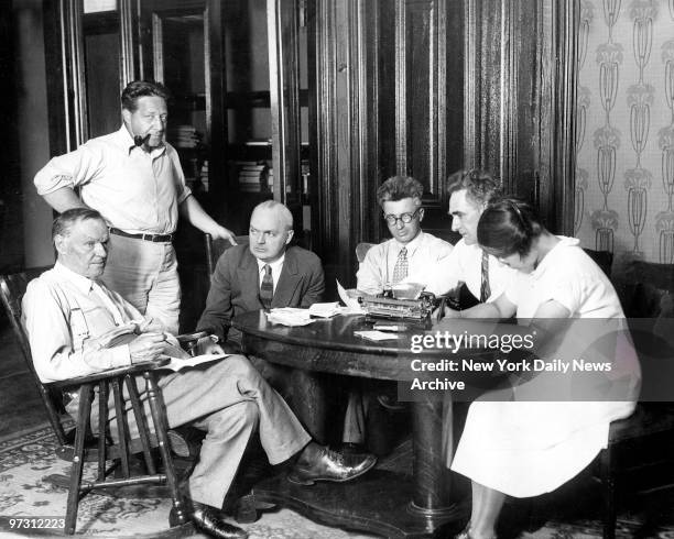 John T. Scopes' defense lawyers, Clarence Darrow , Arthur Garfield Hayes , Dudley Field Malone, George Rappelyea and John R. Neal, during court's...