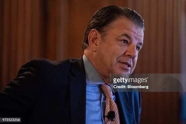 Hikmet Ersek, president and chief executive officer of Western Union Co., speaks during an Economic Club of New York event in New York, U.S., on...