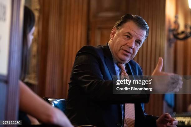 Hikmet Ersek, president and chief executive officer of Western Union Co., speaks during an Economic Club of New York event in New York, U.S., on...