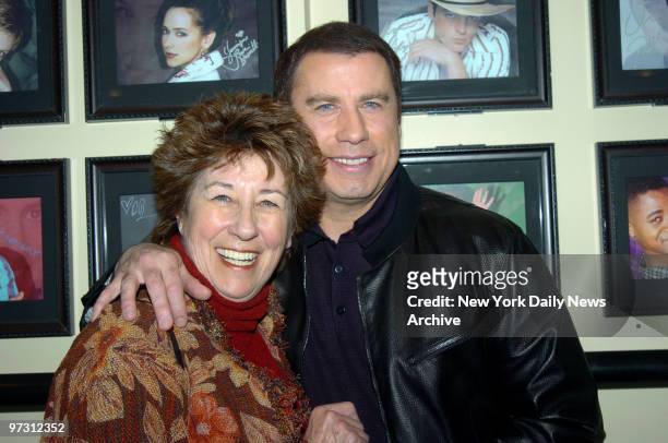John Travolta and sister, Helen, get together backstage before his appearance on "Last Call with Carson Daly" at NBC Studios.