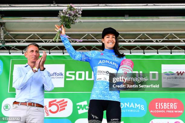 Podium / Danielle Rowe of The Great Britain and Team WaowDeals Pro Cycling Blue Best British Rider / Celebration / Flowers / during the 5th OVO...