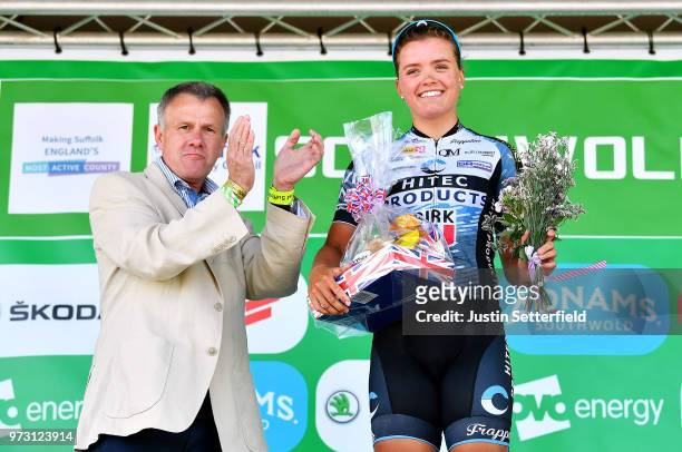 Podium / Susanne Andersen of Norway and Team Hitec Products / Celebration / during the 5th OVO Energy Women's Tour 2018, Stage 1 a 130km stage from...
