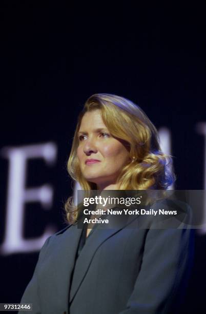 Deena Burnett, widow of Tom Burnett who died on United Flight 93 which crashed in Pennsylvania on 9/11, is onstage at Madison Square Garden on the...