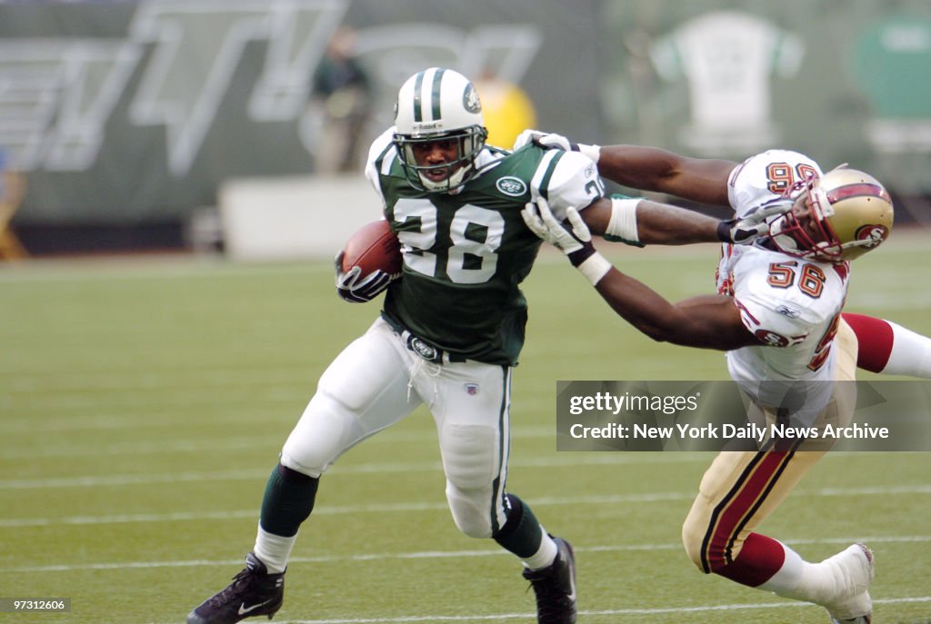 New York Jets' running back Curtis Martin keeps a San Franci