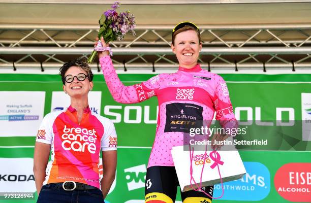 Podium / Jolien DHoore of Belgium and Team Mitchelton-Scott Pink Breast Cancer Care Points Jersey / Celebration / during the 5th OVO Energy Women's...