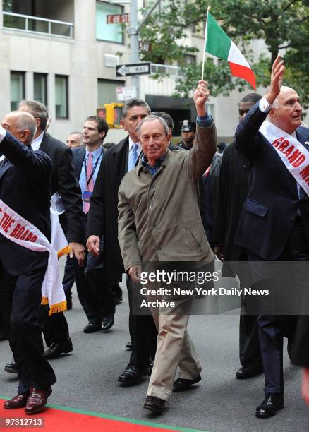 Mayor Michael Bloomberg takes part in the Columbus Day Parade along 5th Avenue in New York.