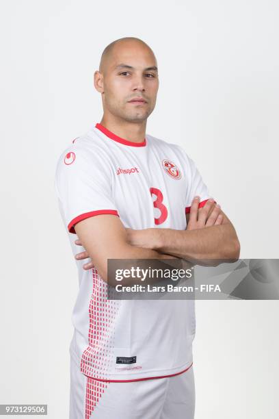 Yohan Ben Alouane of Tunisa poses during the official FIFA World Cup 2018 portrait session on June 13, 2018 in Moscow, Russia.