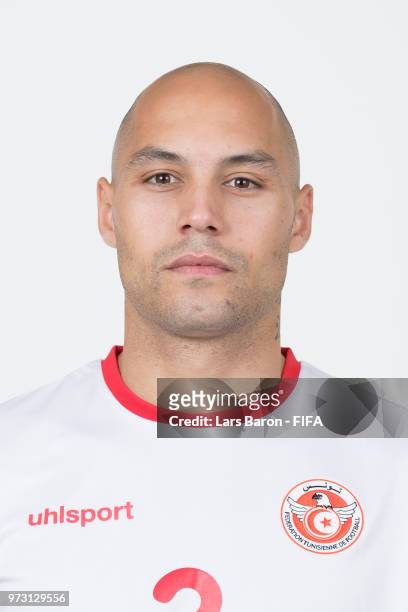 Yohan Ben Alouane of Tunisa poses during the official FIFA World Cup 2018 portrait session on June 13, 2018 in Moscow, Russia.