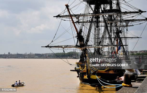 The Hermione boat, a replica of the French frigate that transported General La Fayette to America in 1780 to rally US rebels battling for...