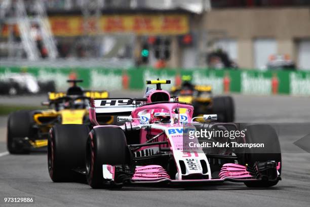 Esteban Ocon of France driving the Sahara Force India F1 Team VJM11 Mercedes on track during the Canadian Formula One Grand Prix at Circuit Gilles...