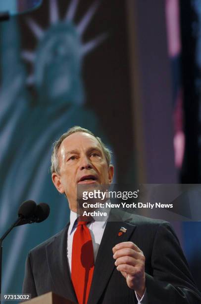 Mayor Michael Bloomberg welcomes delegates to New York on opening day of the Republican National Convention at Madison Square Garden. Bloomberg gave...