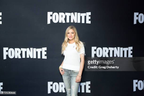 Justine Ezarik AKA iJustine attends the Epic Games Hosts Fortnite Party Royale on June 12, 2018 in Los Angeles, California.