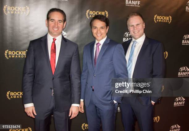 "Cobra Kai" Co-Creator Hayden Schlossberg, Co-Executive Producer and Rockie Awards Gala presenter Ralph Macchio and Co-Creator Josh Heald arrive at...