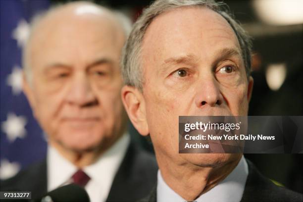 Mayor Michael R. Bloomberg and Fire Commissioner Nicholas Scoppetta spoke at a press conference held at Engine Company 68/Ladder Company 49, to...