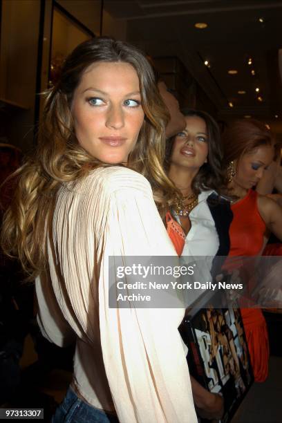 Gisele Bundchen, Adriana Lima and Tyra Banks get together at the Victoria's Secret Herald Square shop. The supermodels were present to advise...