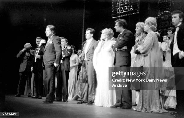 David Merrick announces death of legendary choreographer and director Gower Champion at curtain call on opening night of Broadway show "42nd Street"....