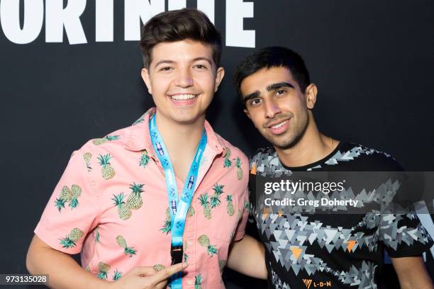 Preston Arsement AKA TBNRFrags and Vikkstar123 attend the Epic Games Hosts Fortnite Party Royale on June 12, 2018 in Los Angeles, California.