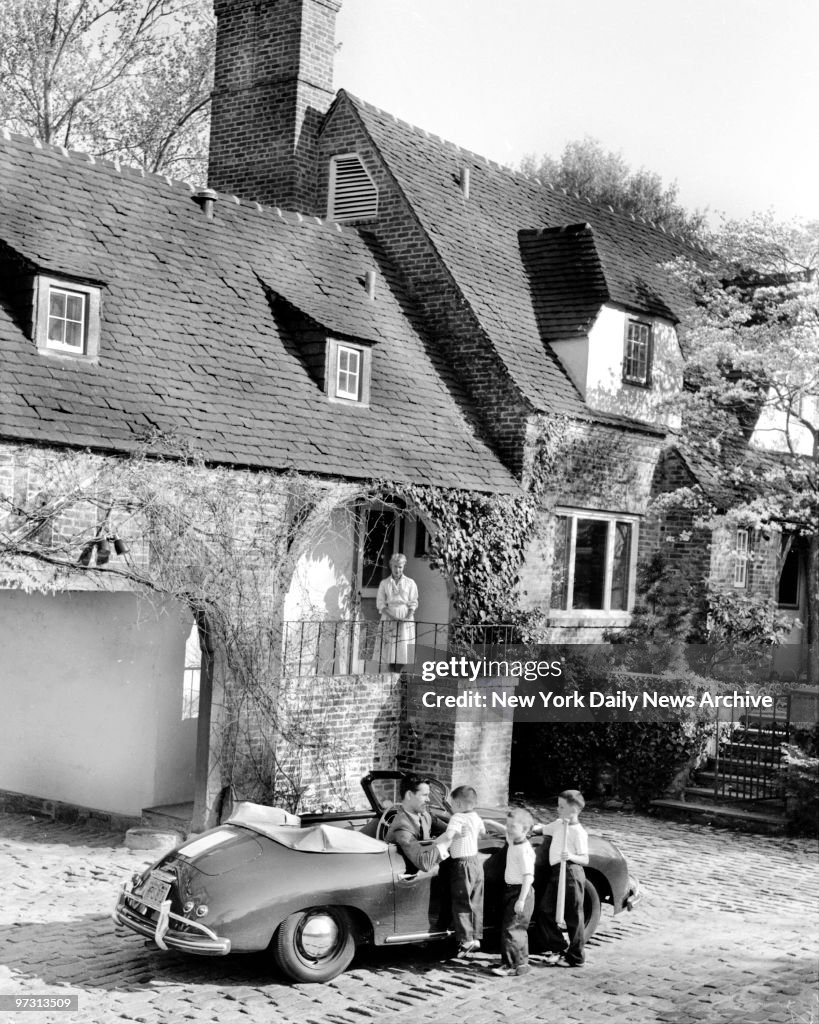 Johnny Carson and his family at his home, Birch Hill Estate,