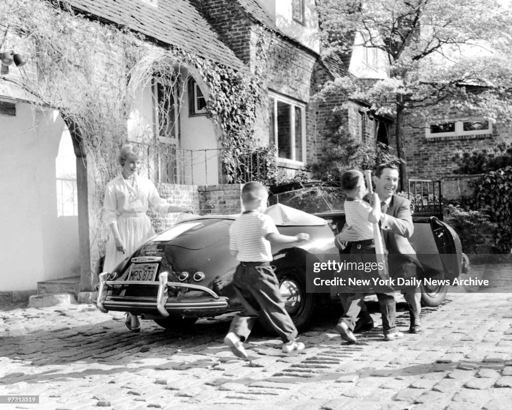 Johnny Carson and his family at his home, Birch Hill Estate,