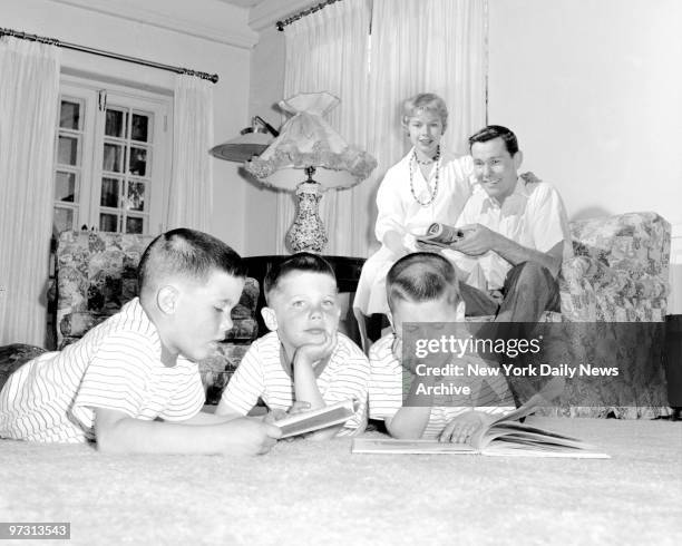 Johnny Carson and his family at his home, Birch Hill Estate, Winfield Ave, Harrison, N.Y. Cory Carson is wrapped in his own thoughts as parents...