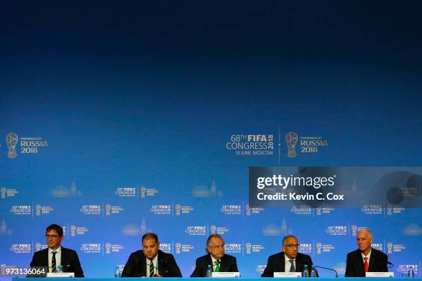 Chief Communications Officer, Fabrice Jouhaud, President of CONCACAF, Victor Montagliani, President of the Mexican Football Association, Decio De...