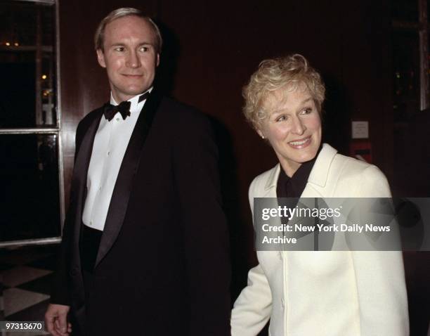 Glenn Close and Steve Beers arrive at the Waldorf-Astoria for the American Museum of the Moving Image salute to Goldie Hawn.