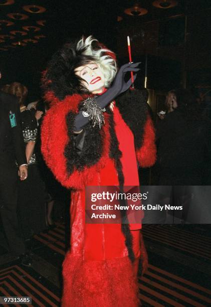 Glenn Close arrives at Radio City Music Hall for the premiere of the movie "101 Dalmatians" dressed as Cruella DeVil. Close stars in the film.