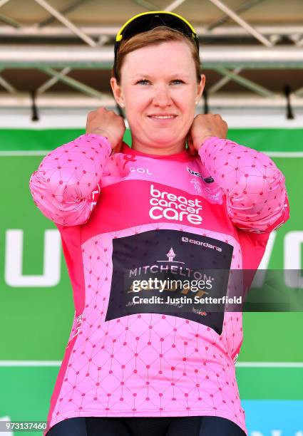 Podium / Jolien DHoore of Belgium and Team Mitchelton-Scott Pink Breast Cancer Care Points Jersey / Celebration / during the 5th OVO Energy Women's...