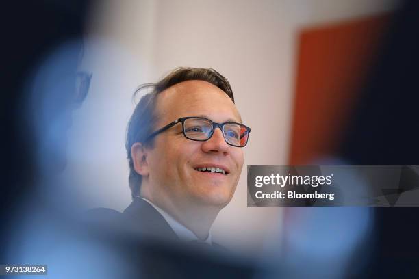 Markus Krebber, chief financial officer of RWE AG, reacts during an interview in Berlin, Germany, on Wednesday, June 13, 2018. The asset...