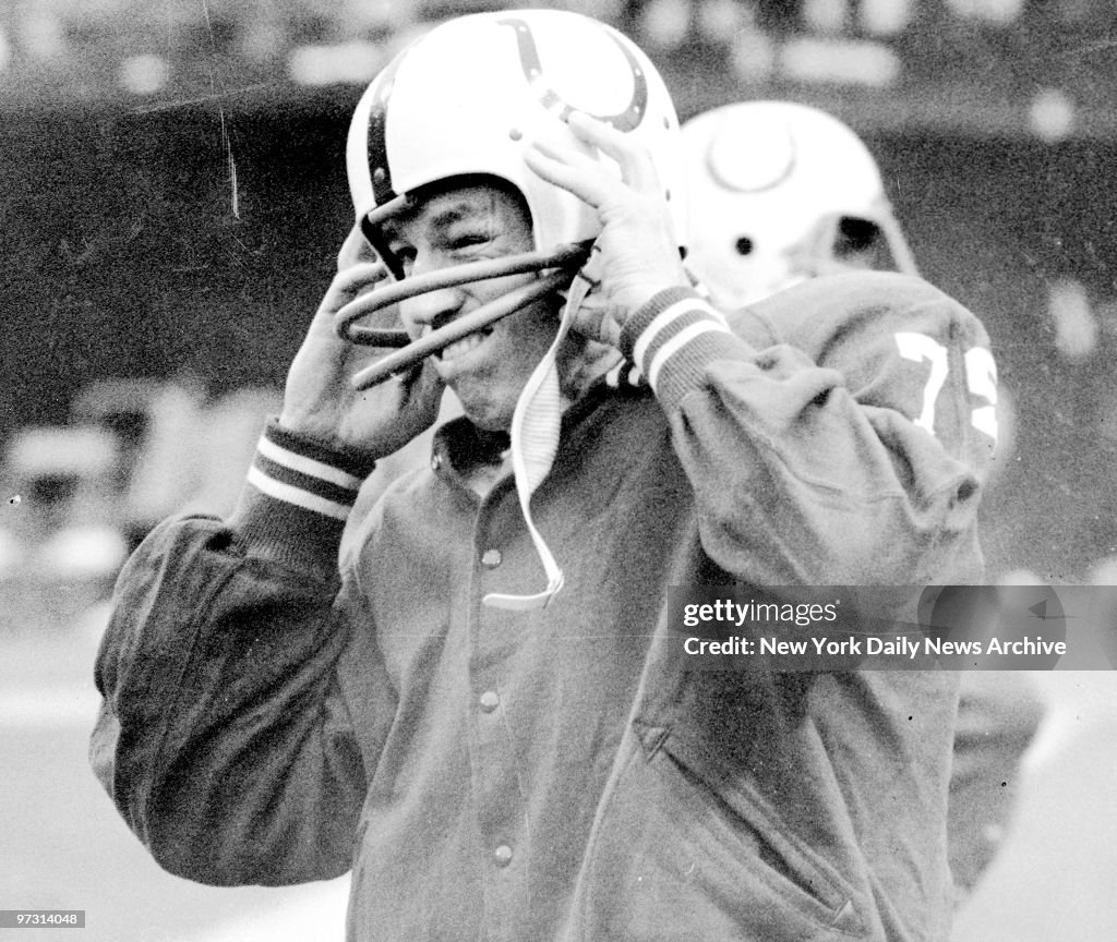 Johnny Unitas, Baltimore Colts quarterback, on the sidelines