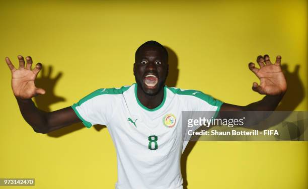 Cheikhou Kouyate of Senrgal poses for a portrait during the official FIFA World Cup 2018 portrait session at the team hotel on June 13, 2018 in...