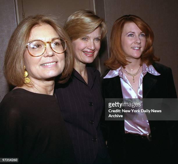 Gloria Steinem, Diane Sawyer, and Tabitha Soren attending a Women's Power Lunch at the Rainbow Room.