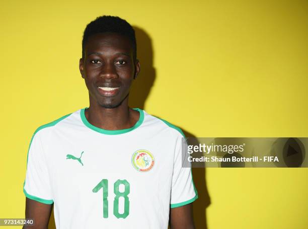 Ismaila Sarr of Senegal poses for a portrait during the official FIFA World Cup 2018 portrait session at the team hotel on June 13, 2018 in Kaluga,...