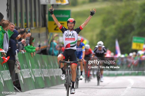 Arrival / Diego Ulissi of Italy and UAE Team Emirates / Celebration / during the 82nd Tour of Switzerland 2018, Stage 5 a 155,7km stage from Gstaad...