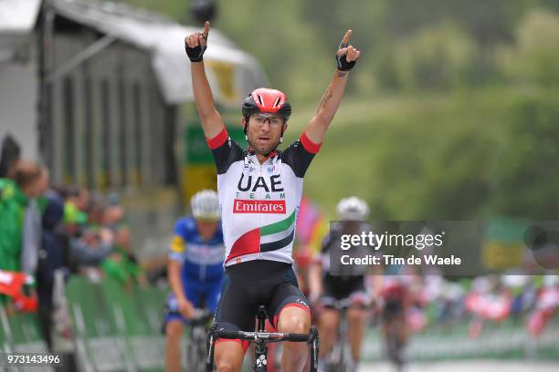 Arrival / Diego Ulissi of Italy and UAE Team Emirates / Celebration / during the 82nd Tour of Switzerland 2018, Stage 5 a 155,7km stage from Gstaad...