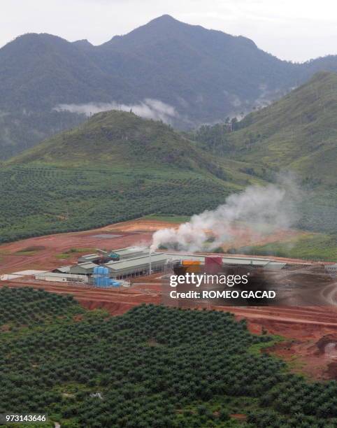 In this photograph taken during a media trip organized by the palm oil unit of Sinar Mas, PT SMART , on August 2, 2010 a newly built palm oil mill...