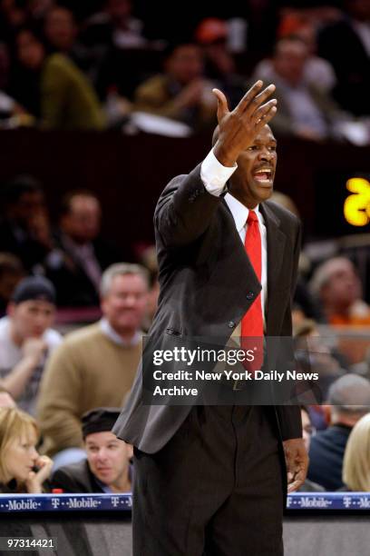 New York Knicks' assistant coach Herb Williams coaches after head coach Isiah Thomas was ejected in the 4th quarter against the Houston Rockets at...
