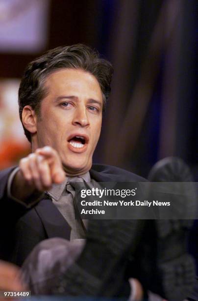 Jon Stewart, comedian and host of "The Daily Show," rehearsing at the show's W. 54th St. Studio.