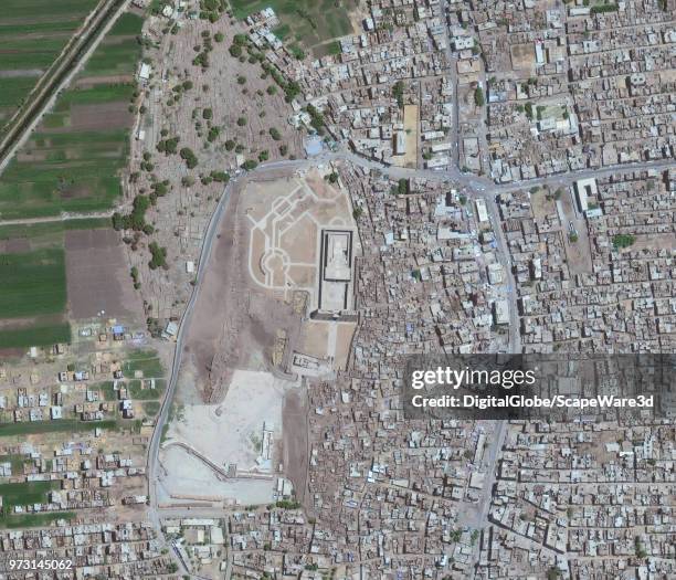 June 25, 2017: The Temple of Edfu is an ancient Egyptian temple, located on the west bank of the Nile in Edfu, Upper Egypt. Photo DigitalGlobe via...