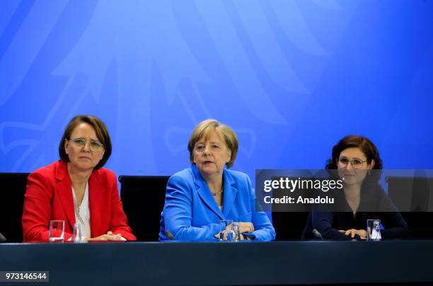 German Chancellor Angela Merkel , German Minister of State for Migration, Refugees and Integration, Annette Widmann-Mauz and Spokeswoman of the New...