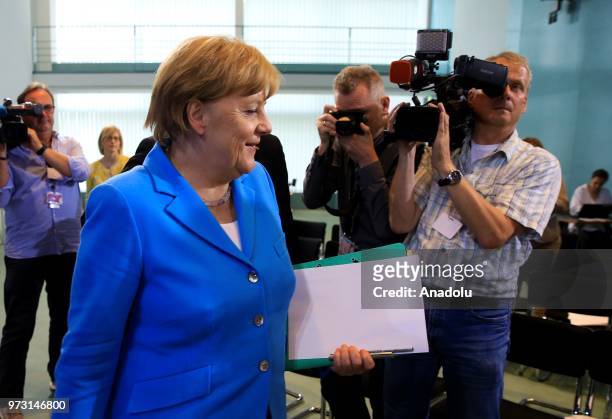 German Chancellor Angela Merkel , German Minister of State for Migration, Refugees and Integration, Annette Widmann-Mauz and Spokeswoman of the New...