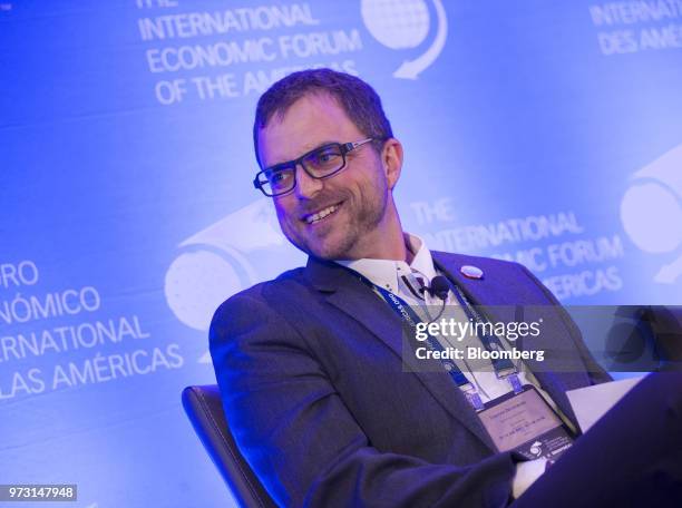 Etienne Desmarais, chief executive officer of Ecotierra Inc., smiles during the International Economic Forum Of The Americas in Montreal, Quebec,...