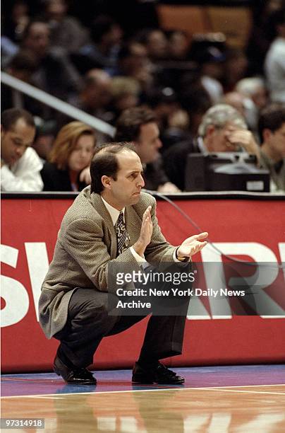 New York Knicks' coach Jeff Van Gundy during game against the New Jersey Nets at the Continental Air Arena.