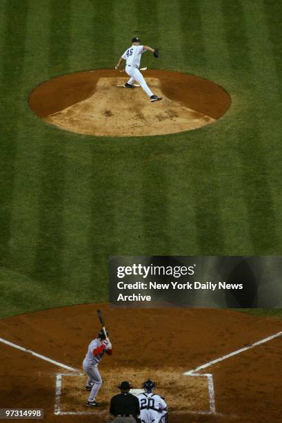 New York Yankees' starter Andy Pettitte is on the mound against the Boston Red Sox in the second inning of Game 2 of the American League Championship...