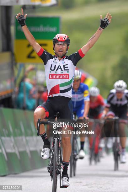 Arrival / Diego Ulissi of Italy and UAE Team Emirates / Celebration / during the 82nd Tour of Switzerland 2018, Stage 5 a 155,7km stage from Gstaad...