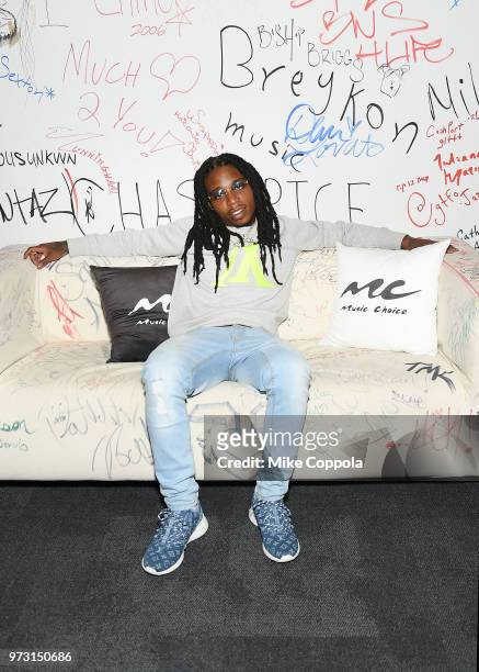 Singer Jacquees poses for a photo during his visit to Music Choice on June 13, 2018 in New York City.
